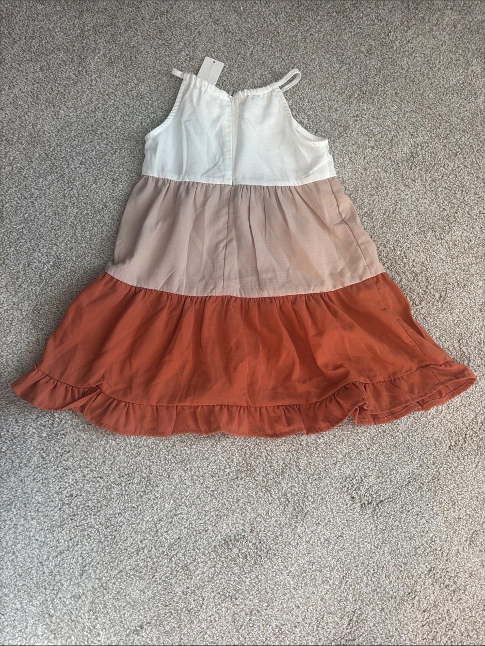SHEIN White Blush Rust Colorblock Tiered Sundress - Picture 3 of 3